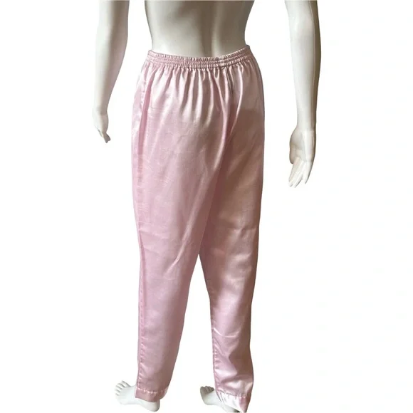 Vintage Ashley Taylor Pale Pink Satin Button-Up Pajama Set PJ’s Sz M - Picture 9 of 11
